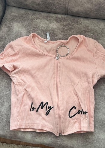 pembe fermuarlı crop
