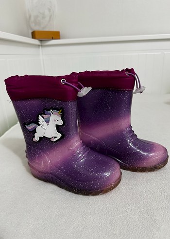 Kız Çocuk Mor Simli Unicorn Yağmur Çizmesi