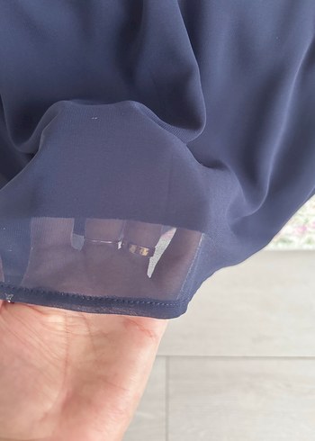 36 Beden mavi Renk Mavi V Yakalı Kolsuz Şifon Kadın Bluz