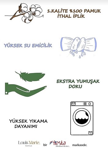 Diğer Pamuklu 4'lu Banyo - Hamam seti