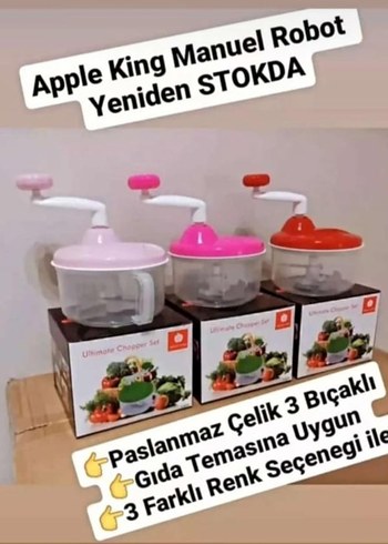 Beden Alpking el blandırı Pembe El Tipi Doğrayıcı Seti