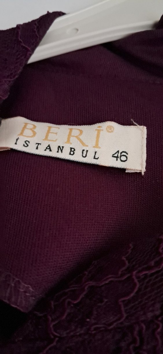 Bordo Düğmeli Uzun Kollu Nakışlı Kadın Elbise - Görsel 4