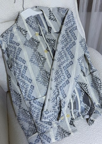 Zara Gri Nakışlı Uzun Kollu Bohem ceket - Görsel 3