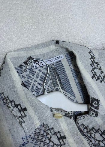 Zara Gri Nakışlı Uzun Kollu Bohem ceket - Görsel 4