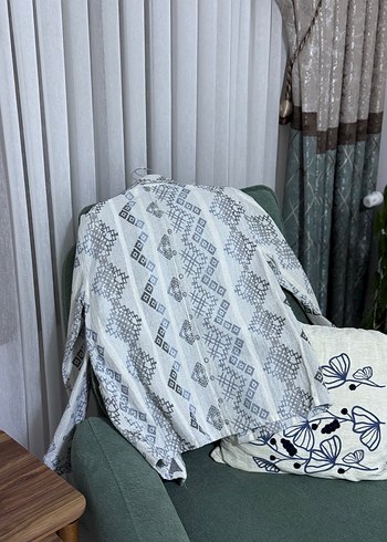 Zara Gri Nakışlı Uzun Kollu Bohem ceket - Görsel 7