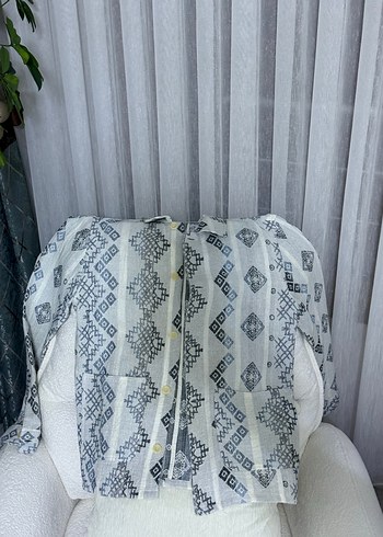 Zara Gri Nakışlı Uzun Kollu Bohem ceket - Görsel 2