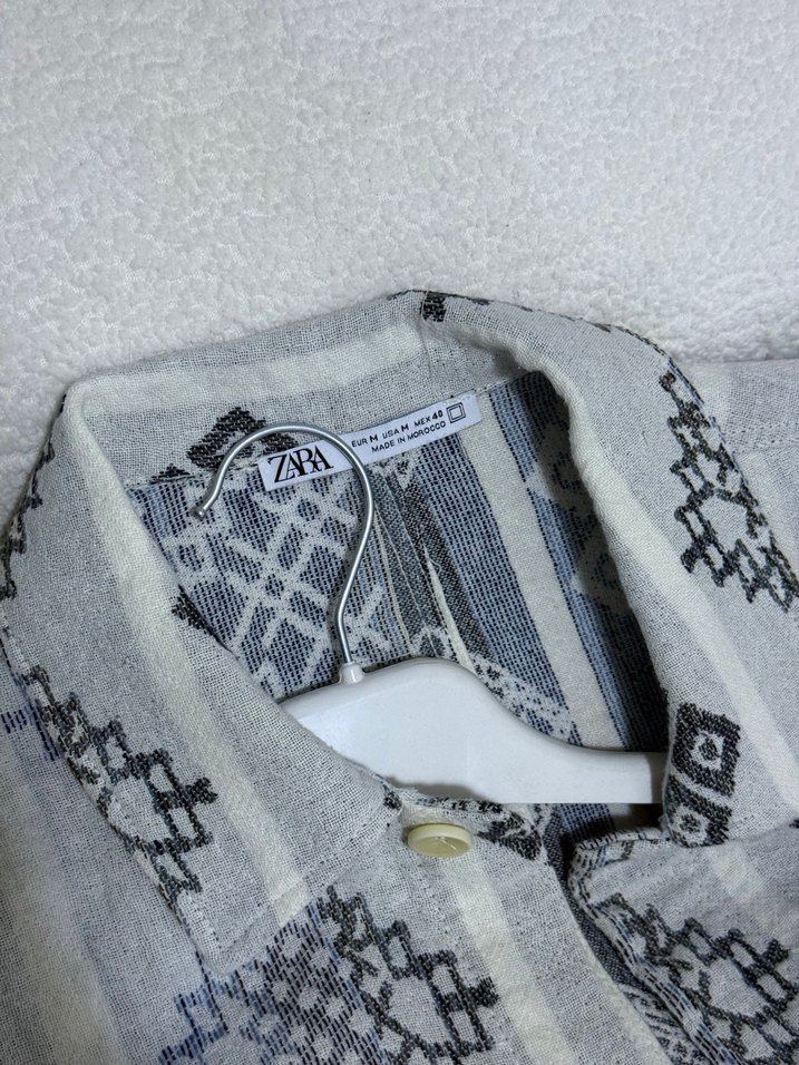 Zara Gri Nakışlı Uzun Kollu Bohem ceket - Görsel 4