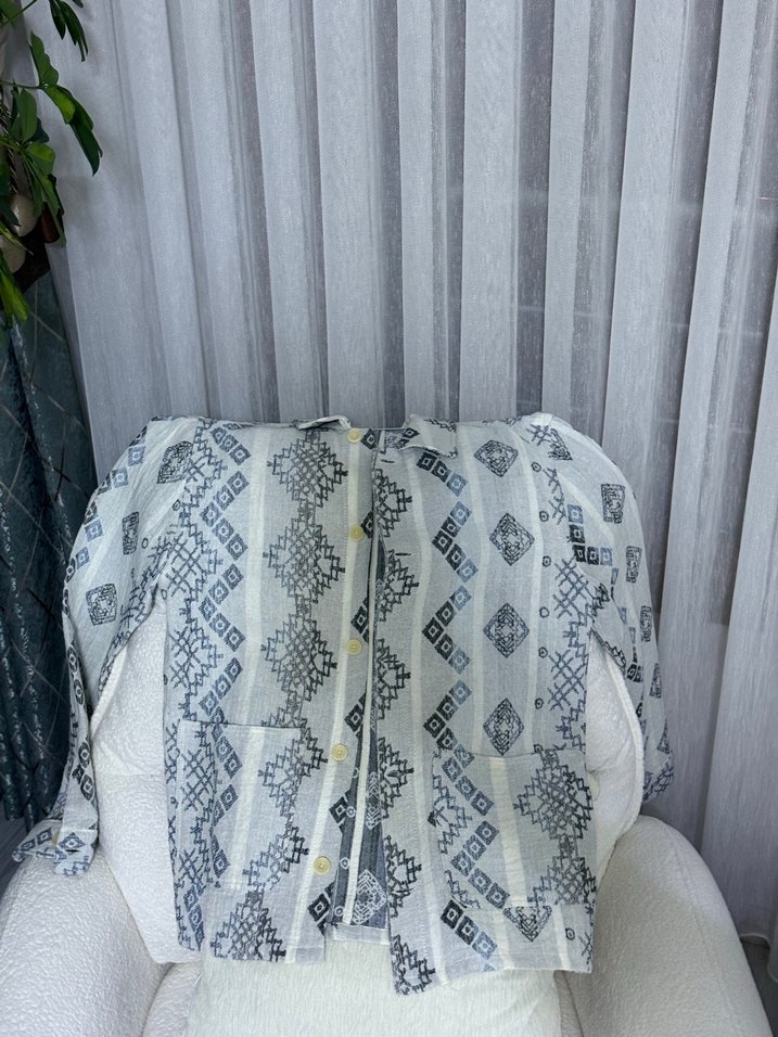 Zara Gri Nakışlı Uzun Kollu Bohem ceket - Görsel 2