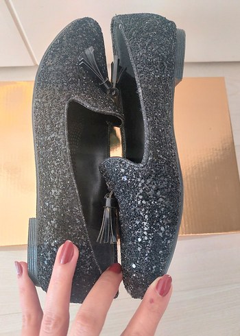 kadin babet Püsküllü Siyah Desenli Loafer - Görsel 4