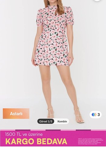 Trendyolmilla pembe Çiçek Desenli Mini Elbise