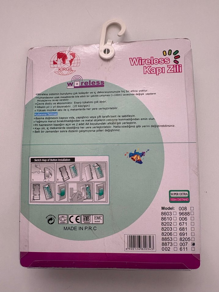 Kablosuz Beyaz Kapı Zili 32 Melodi - Görsel 2