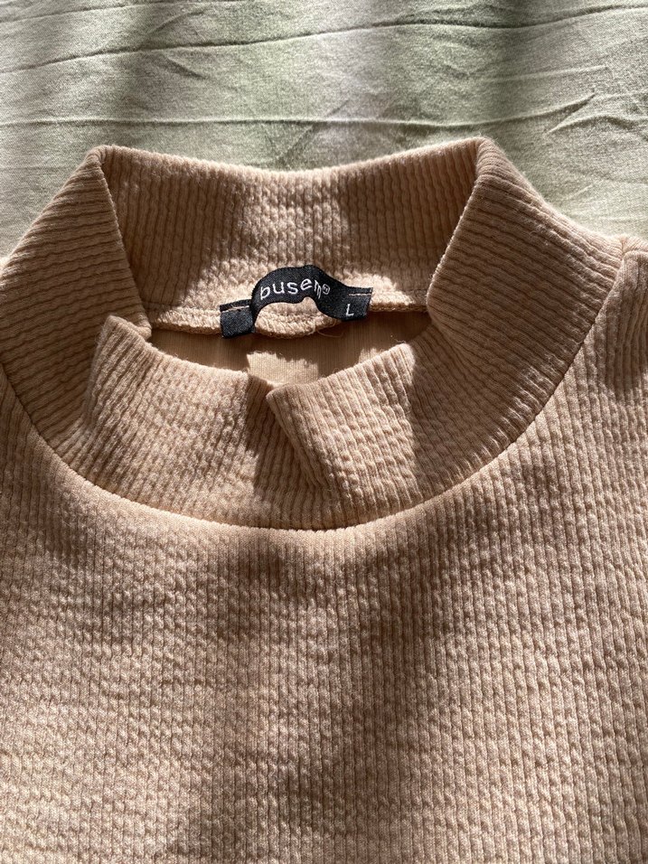 Bej  Kadın Fırfırlı Uzun Kollu Kazak, bluz - Görsel 2