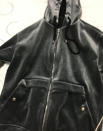 bershka gri kadife mont