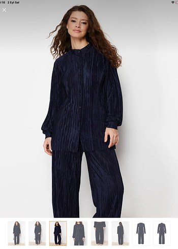 Trendyol & Milla Trendyolmilla modest Lacivert Piliseli Kadın Takım