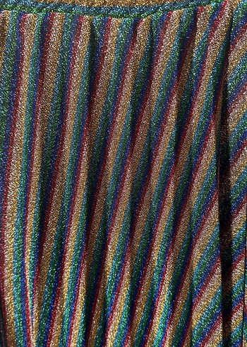 Renkli Çizgili Piliseli Uzun Kadın Etek - Görsel 2