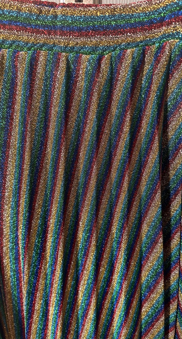 Renkli Çizgili Piliseli Uzun Kadın Etek - Görsel 2