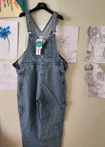 Kadın Mavi Denim Cepli Uzun Tulum - Görsel 2