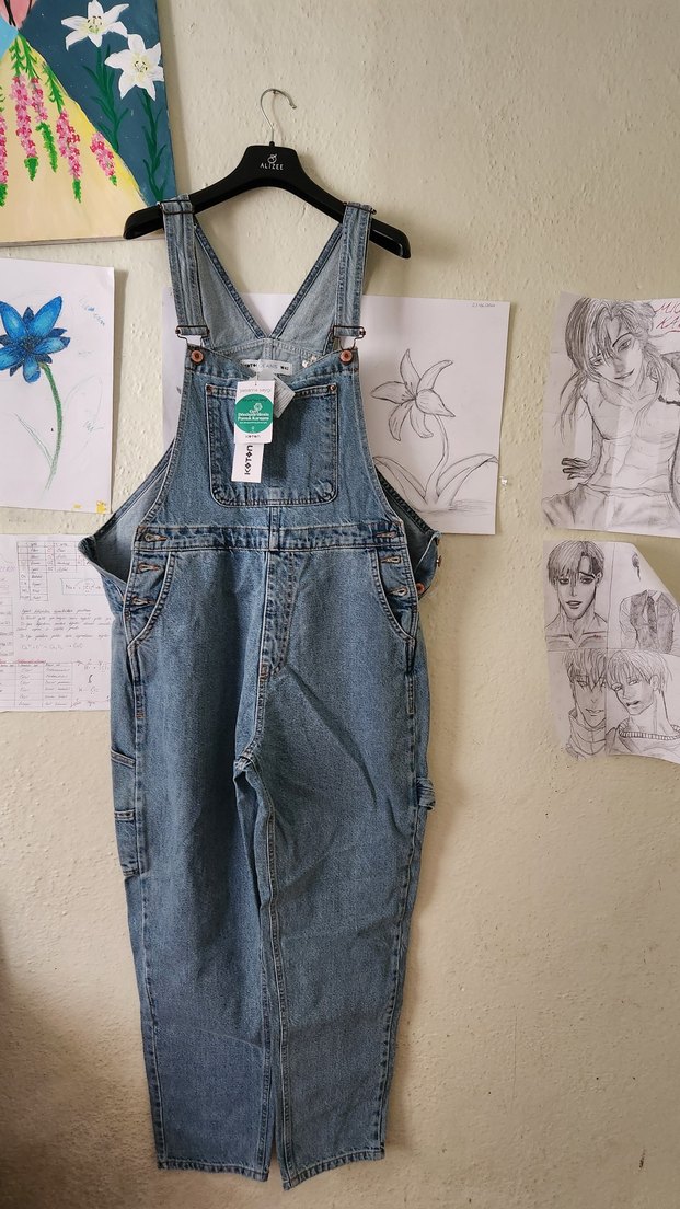 Kadın Mavi Denim Cepli Uzun Tulum - Görsel 2