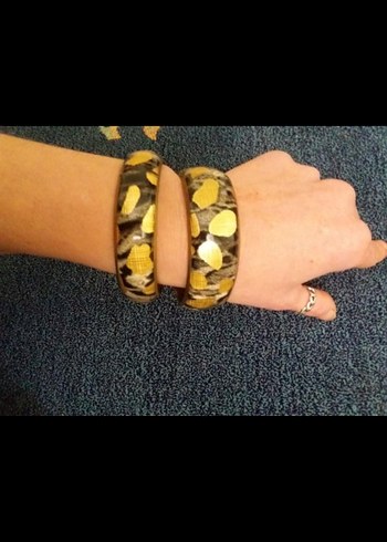 Altın Renkli Desenli Kadın Bileklik - Görsel 3