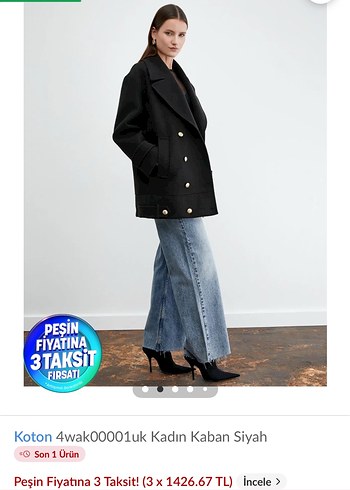 Koton Siyah Kadın Kaban - Görsel 2