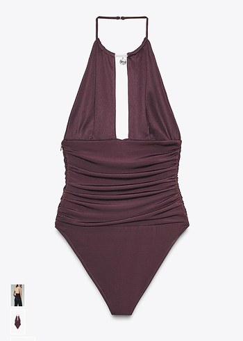 Zara Mücevher Yaka Drapeli Body - Görsel 3