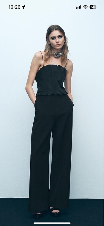 Zara Zara Geniş Paçalı Krep Tulum