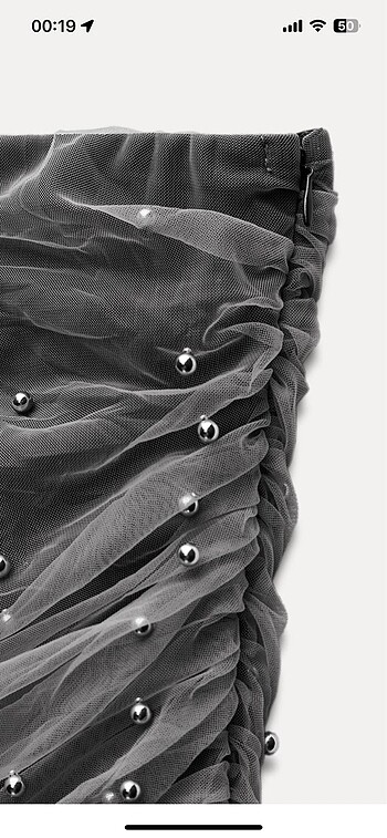 Zara Zara Straplez Drapeli Boncuklu Midi Elbise