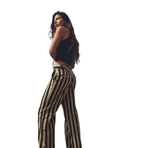 Zara Çizgili Keten Pantolon