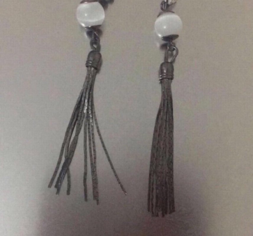 Uzun Boncuklu Bohem Gri Küpeler - Görsel 3