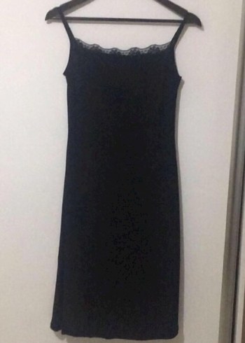 Siyah Kısa Kollu, Çift katlı tül elbise - Görsel 4