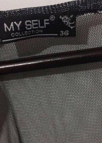 Siyah Kısa Kollu, Çift katlı tül elbise - Görsel 7