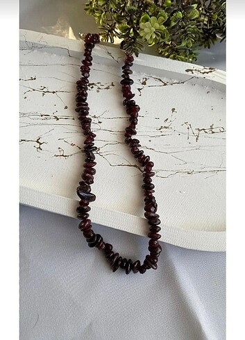 Lal Granat Garnet Kiriktas Doğal Taş Kolye 