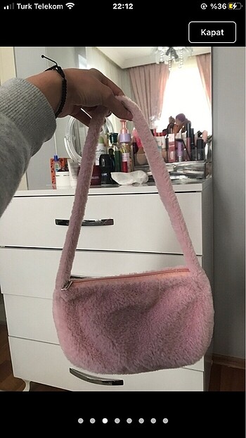 Peluş pembe çanta