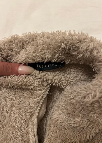 Bej Kadın Peluş Mont Yüksek Yaka - Görsel 2