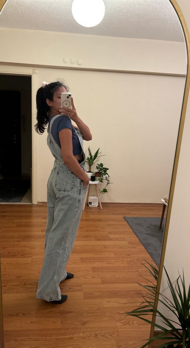 Gri Denim Kadın Tulum - Görsel 2