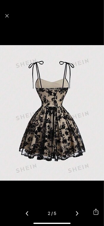 Sheinside Shein Siyah Dantelli Elbise