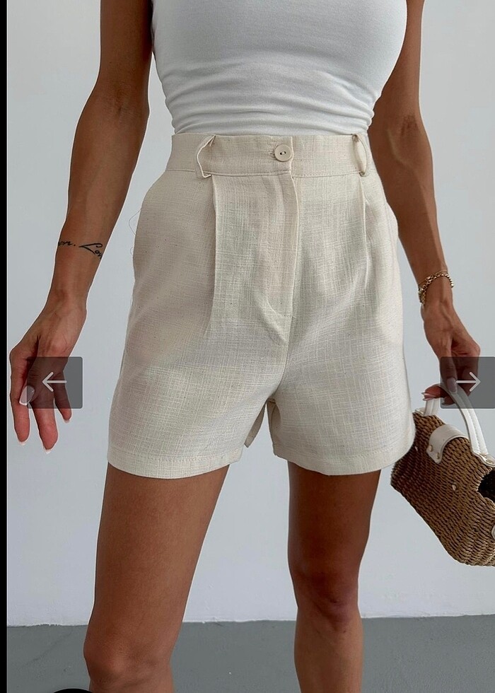 Keten şort - Görsel 3