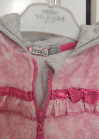 Kız Çocuk Pembe Fırfırlı Kapüşonlu Hırka - Görsel 2