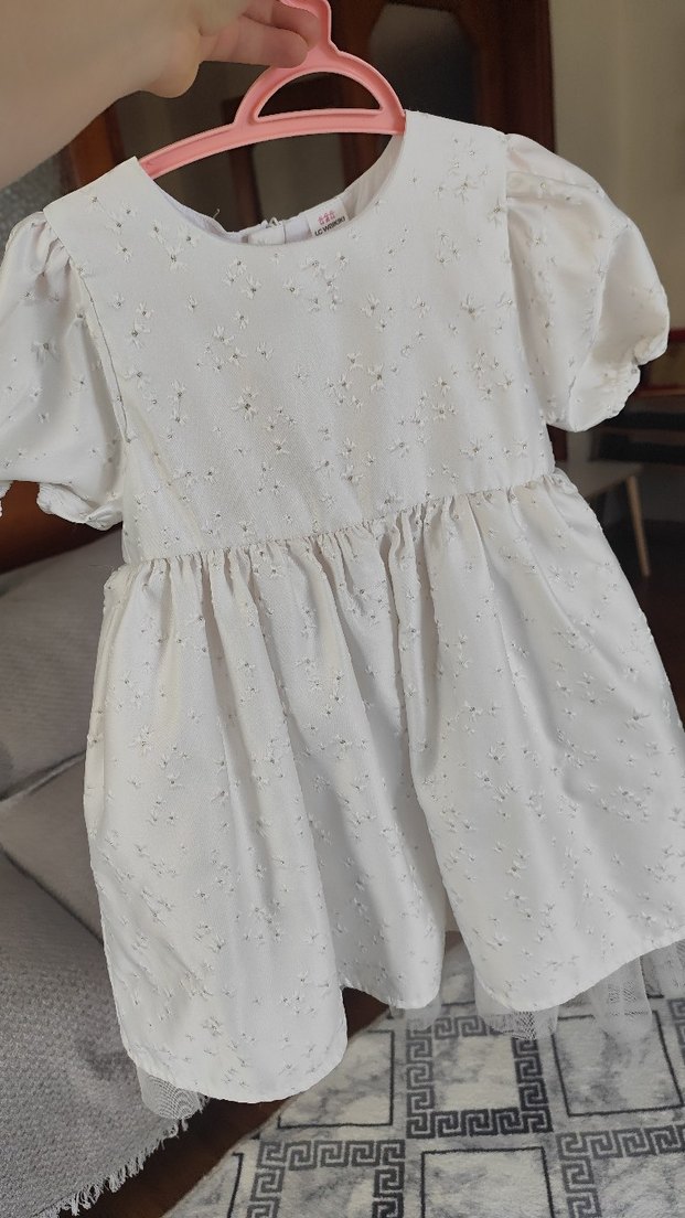 Kız Çocuk Beyaz Nakışlı Dantel Elbise - Görsel 3