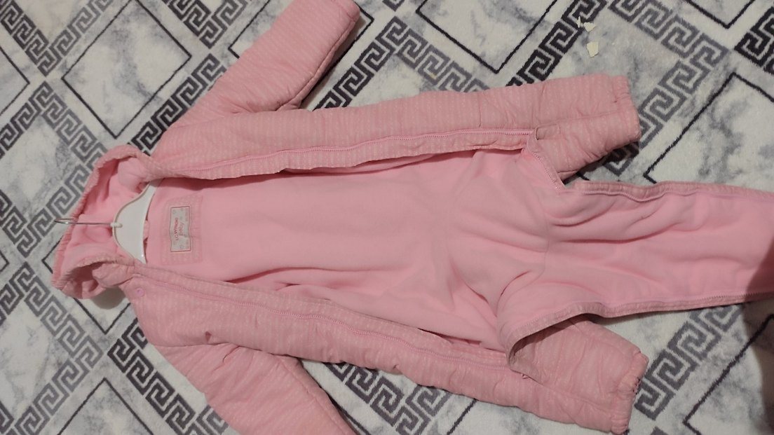 Kız Bebek Pembe Kapüşonlu Tulumu - Görsel 2