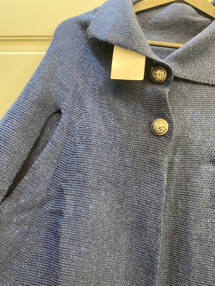 Düğmeli Mavi Yün Hamile Ceketi - Görsel 2