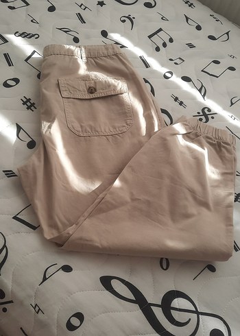 Bej Rahat Kesim Midi Kumaş Pantolon - Görsel 5