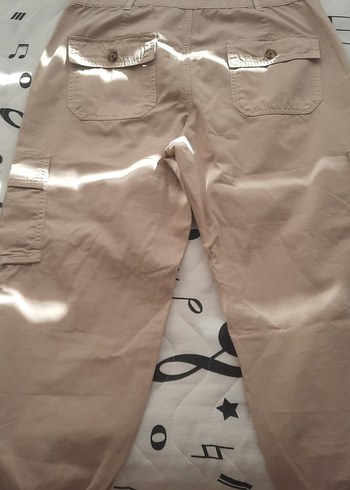 Bej Rahat Kesim Midi Kumaş Pantolon - Görsel 4