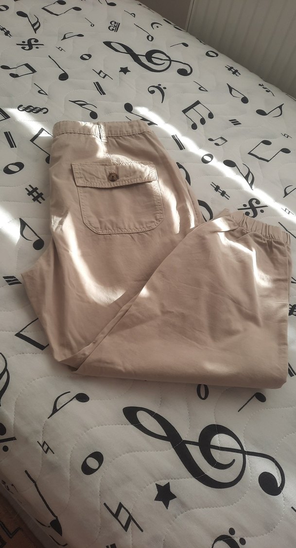 Bej Rahat Kesim Midi Kumaş Pantolon - Görsel 5