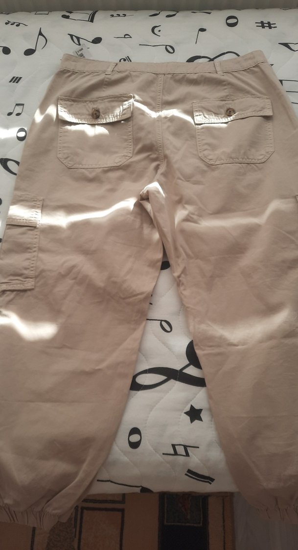 Bej Rahat Kesim Midi Kumaş Pantolon - Görsel 4