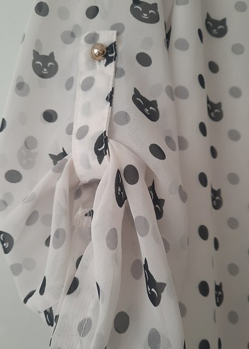 Düğmeli Uzun Kollu şifon  Kadın Bluz - Görsel 2