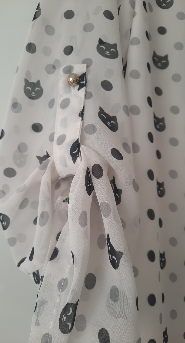 Düğmeli Uzun Kollu şifon  Kadın Bluz - Görsel 2