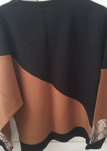 Yılan Desenli Kahverengi Kadın Bluz - Görsel 3