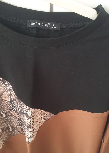 Yılan Desenli Kahverengi Kadın Bluz - Görsel 4