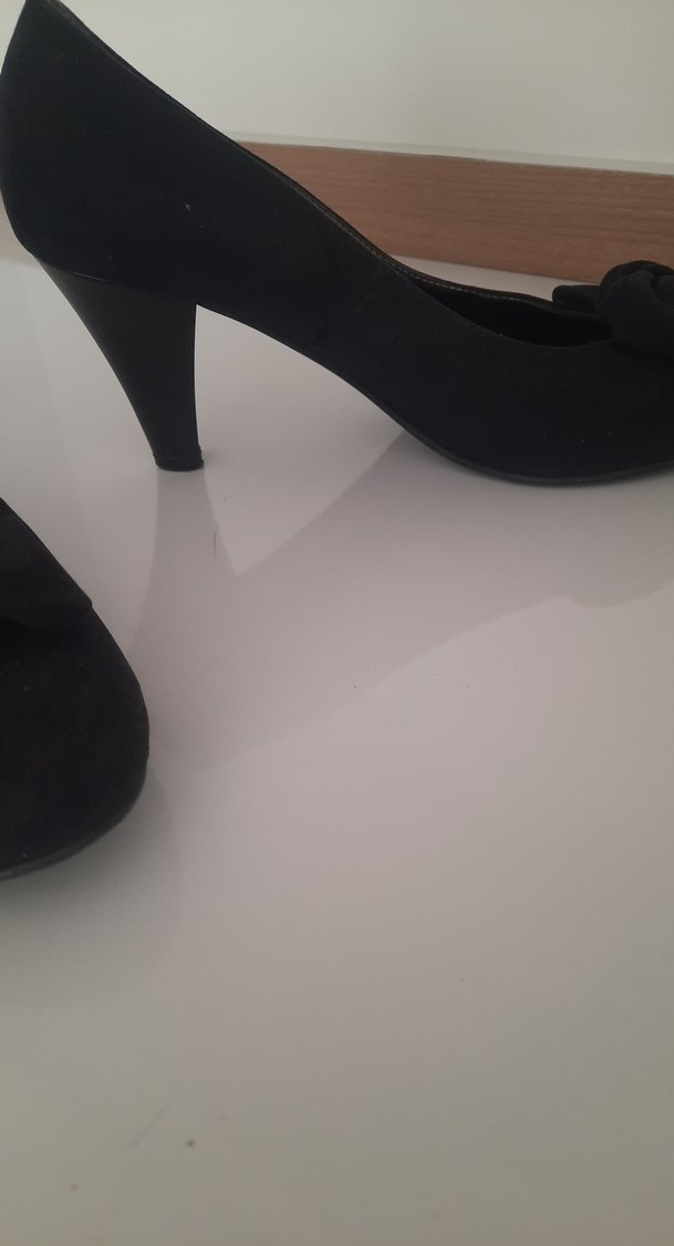 Klasik Siyah Stiletto Topuklu Kadın Ayakkabı süet - Görsel 3